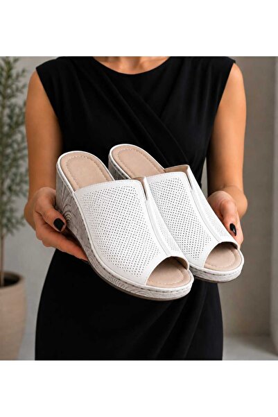 AYAKKABİSEPETİ Genuine Leather Women's Orthopedic Slippers