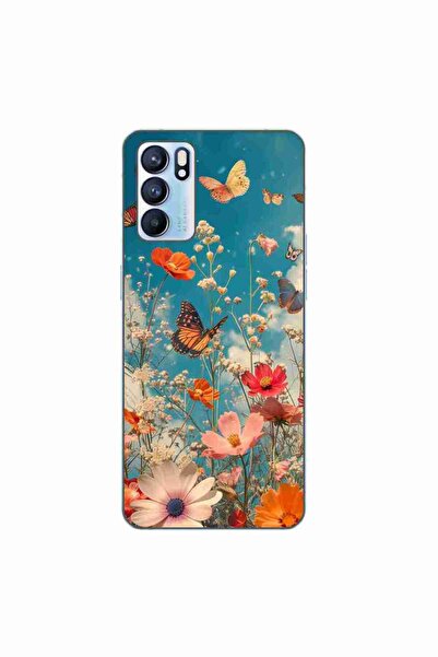 OEM Husa compatibila cu Oppo Reno6 5G Silicon Gel Tpu Model Flori si Fluturi