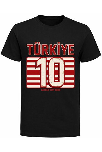 Efendioğlu Design Vintage Turkey 10 Printed Cotton World Cup 2026 T-Shirt