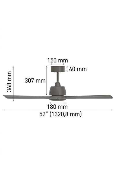 ACK TAVAN FANI AHŞAP RENGİ 35W DC MOTOR 52 INC (132CM) UZAKTAN KUMANDALI