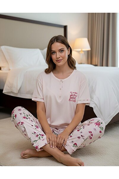 Mihra Women's Ring Viscose Buttoned Collar Short Sleeve Lycra Pajama Set 4011...