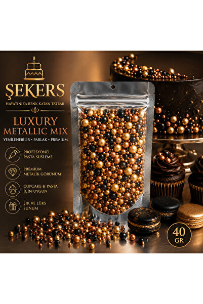 şekers hayatınıza renk katan tatlar ŞEKERS Gold Noir Luxury Metallic Mix Deko...