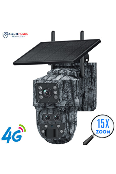 OEM Camera Vanatoare Dubla SecureHomes cu ZOOM 15x, SIM 4G, Panou Solar si ba...