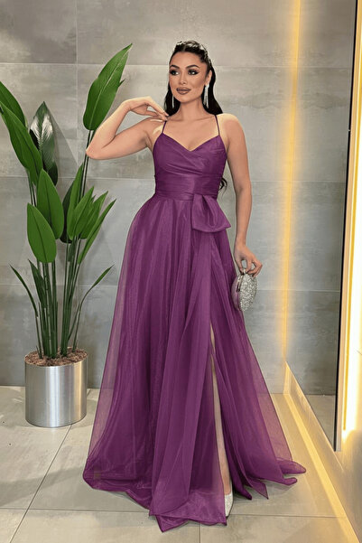 giyimmasalı Rochie de seară din țesătură de organza și șifon cu detaliu de șn...