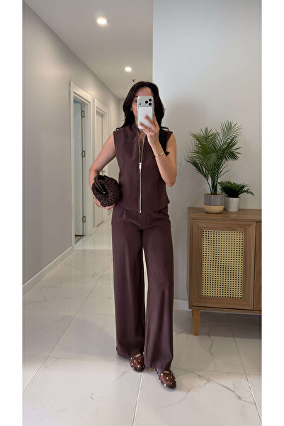 BİRCANÇİL Tetras Brown Vest Pants Set