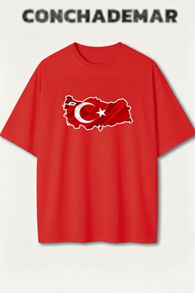 Vordevia Tricou din bumbac premium supradimensionat cu imprimeu pentru echipe...