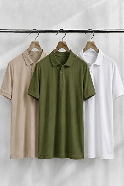 COMBİNE MİCHAİL Erkek Trend Günlük 3 Lü Polo Yaka Tişört