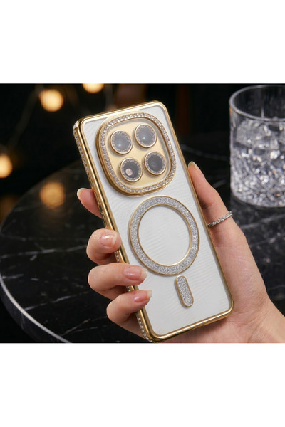 TechTrove Redmi Note 15 Pro 5G İçin Uyumlu Parlak Taşlı Kamera Korumalı Magsa...