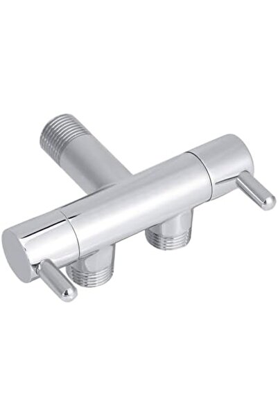 srdshop Duş Spirali Hortumu Uyumlu İkili Musluk, 1/2-1/2 İnç Çift Çıkışlı, Aç Kapa Özellikli, Metal