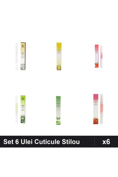 NAİLS Set 6 Ulei Cuticule Tip Stilou - Jasmin, Ananas, Strawberry, Măr, Măr V...