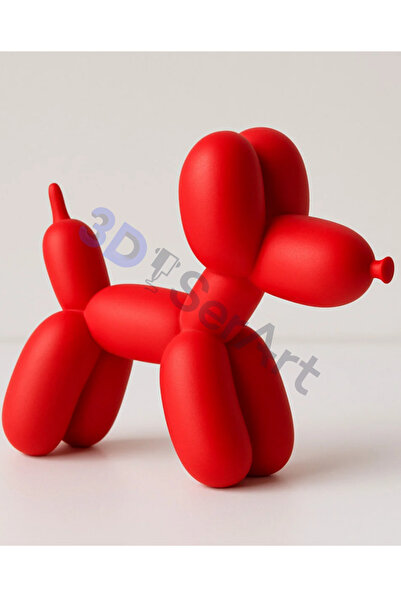 3D SerArt Kırmızı Balon Köpek Biblo – PLA Dekoratif Heykel, Modern Ev & Ofis ...