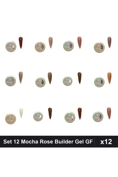 global fashion Set 12 Mocha Rose Builder Gel 15g - Nr.01 Nr.03 Nr.04 Nr.05 Nr...