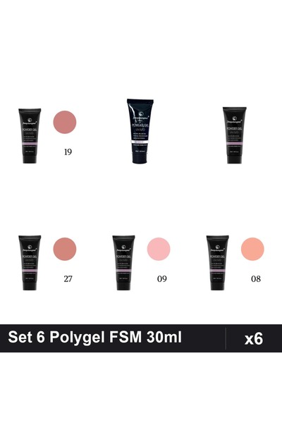 FSM Set 6 Polygel 30ml - Nr.19, Nr.17, Nr.01, Nr.27, Nr.09, Nr.08 - Construct...