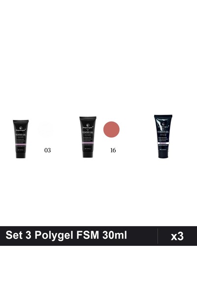 FSM Set 3 Polygel 30ml - Nr.03, Nr.16, Nr.14 - Constructie Unghii