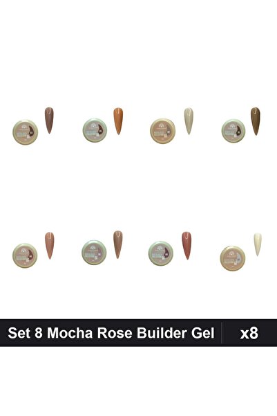 global fashion Set 8 Mocha Rose Builder Gel 15g - Nr.01 Nr.02 Nr.03 Nr.04 Nr....