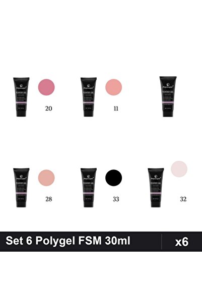FSM Set 6 Polygel 30ml - Nr.01, Nr.11, Nr.20, Nr.28, Nr.32, Nr.33 - Construct...