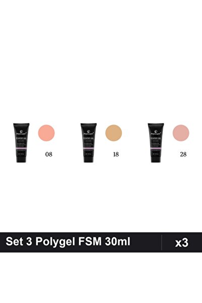 FSM Set 3 Polygel 30ml - Nr.08, Nr.18, Nr.28 - Constructie Unghii