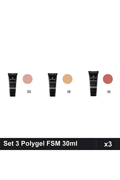 FSM Set 3 Polygel 30ml - Nr.30, Nr.18, Nr.16 - Constructie Unghii