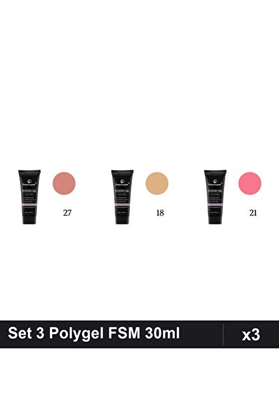 FSM Set 3 Polygel 30ml - Nr.27, Nr.18, Nr.21 - Constructie Unghii
