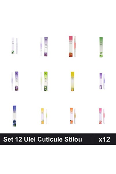 NAİLS Set 12 Ulei Cuticule Tip Stilou - Lily, Lavanda, Cherry, Mar Verde, Afi...