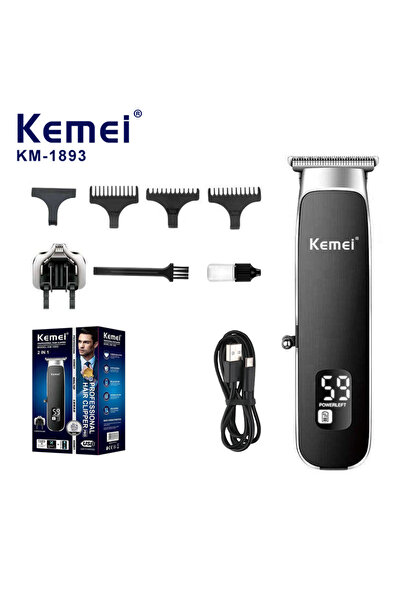 Kemei ماكينة حلاقة كهربائية للرجال طراز Km-1893، طقم تجميل 2 في 1، بطارية 600...
