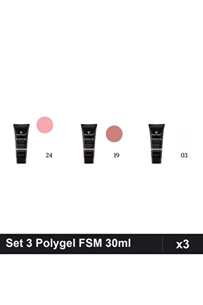 FSM Set 3 Polygel 30ml - Nr.24, Nr.19, Nr.03 - Constructie Unghii