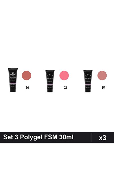 FSM Set 3 Polygel 30ml - Nr.16, Nr.21, Nr.19 - Constructie Unghii