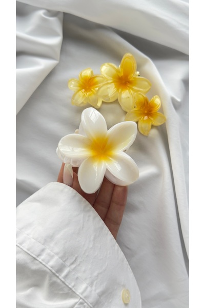 YOYYO Set de agrafe acrilice cu flori de Plumeria Lotus - 2 bucăți accesorii ...