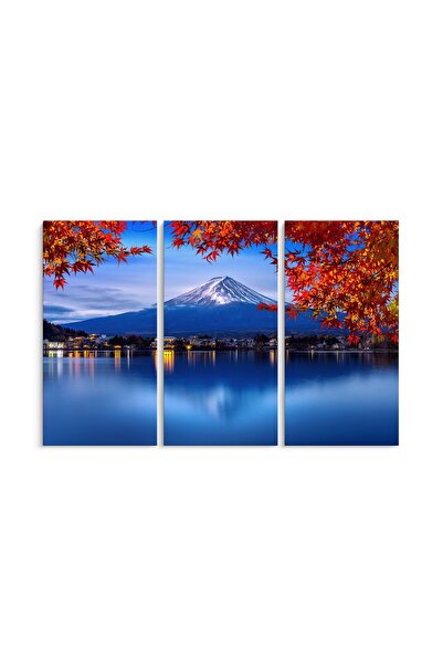 PRINTFINIT Tablou Canvas Muntele Fuji Toamna | 3 Piese