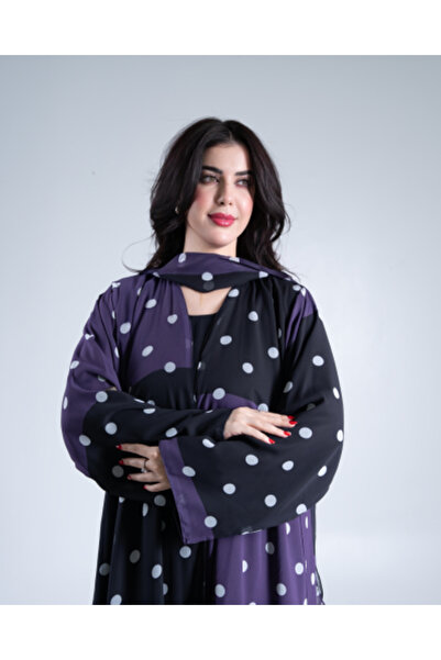 aljmal alraqi abaya عباية سمر بقماش شيفون شطرنج بنفسجي