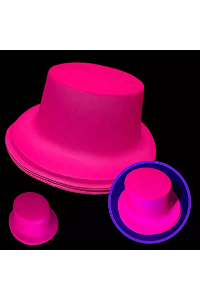 magicool Neon Party Pink Color Plastic Fedora Hat