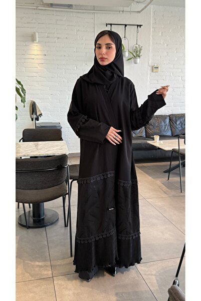 almasa alswda Tunod Karsat Jacquard Wrap Abaya Suitable for All Seasons
