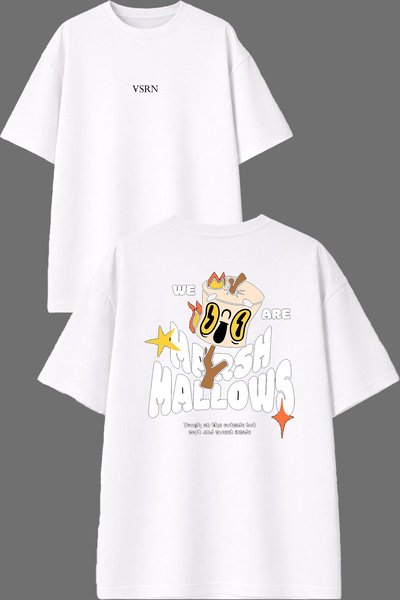 VSRN Baked Confectionery Design Front and Back Printed White Oversize T-Shirt