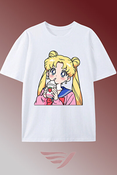 Velostra Unisex Sailor Moon Anime Printed Oversize Crew Neck Cotton Casual Co...