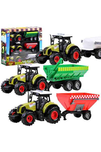 Jokomisiada Set 3 x Tractor + remorcă pentru fermier ZA3908