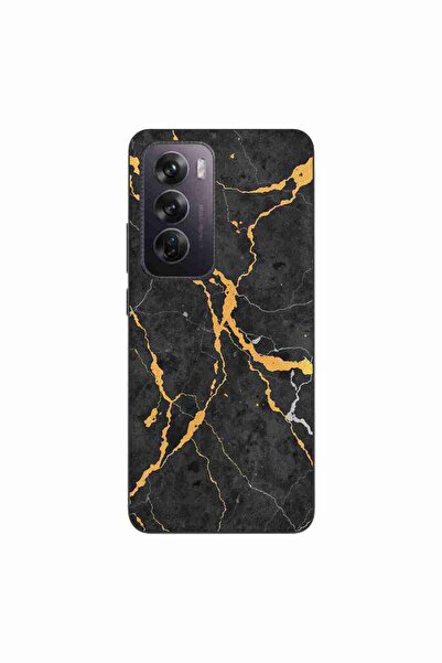 OEM Husa compatibila cu Oppo Reno12 Pro Silicon Gel Tpu Model Noir Gold Marble