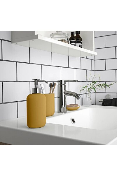 IKEA QUİCK Sıvı Sabunluk + Fırçalık Koyu Sarı Renk Banyo Diş Fırçalığı Sabunl...