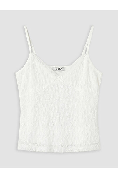 LC Waikiki RMZ GİYİM FARKİLYA V Bluză crop cu bretele din dantelă