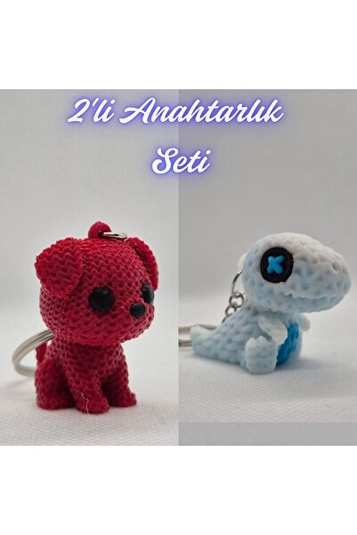 3DAtölyeMaker Fire Department Red Knitted Patterned Dog and White Knitted Pat...