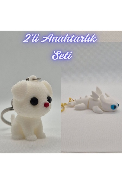 3DAtölyeMaker White Knit Patterned Dog and How to Train Your White Dragon Dra...