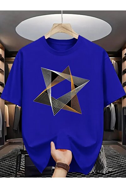 PAVRO Unisex Άνετο T-shirt με μικτό σχέδιο και στάμπα