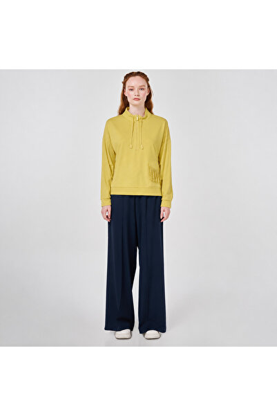 Kayra Tassel Pocket Detailed Zippered Stand Collar Women's Sweatshirt