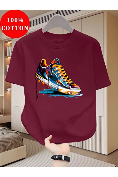 PAVRO Unisex Άνετο T-shirt με μικτό σχέδιο και στάμπα