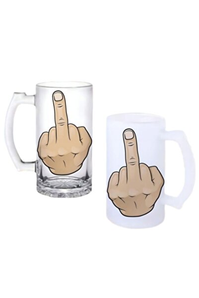 Ghostbastır Beer Glass with Middle Finger Handle, Available in Frosted or Tra...