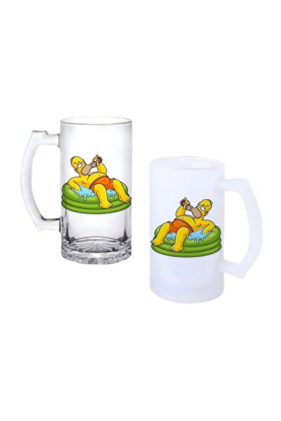 Ghostbastır Simpson Beer Glass with Handle, Available in Frosted or Clear 0202