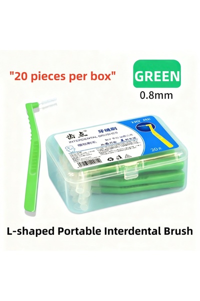 choice2 Green-1box 20 Pieces Boxed L-shaped Interdental Brushes for Orthodont...