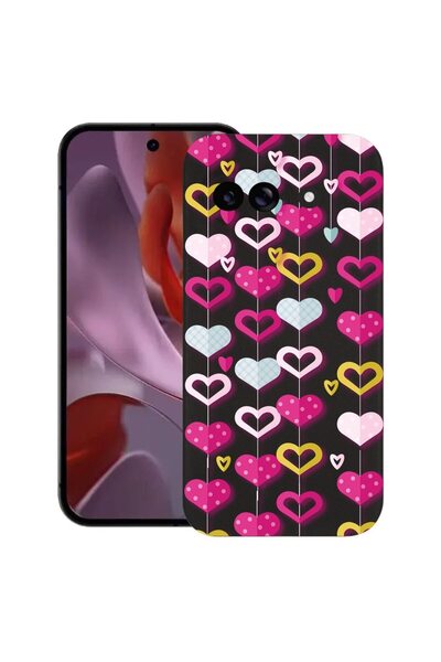 bestcase Калъф за Google Pixel 9a, Lovely Hearts, Тънък силиконов 0.8ММ, Прот...
