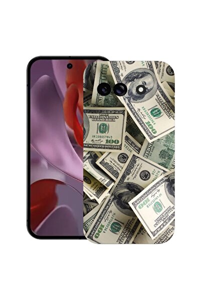 bestcase Калъф за Google Pixel 9a, Десен с пари, Тънък силиконов 0.8ММ, Ударо...