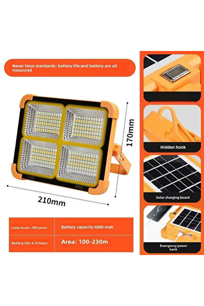 Choice1 4grids-21cm Solar Flood Light Portable Pro-IP67 Waterproof Spotlight ...