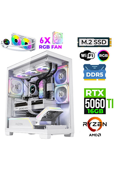 XASER Fade X140 Ryzen 7 7700 16GB DDR5 Ram 1TB M.2 NVMe SSD 16GB RTX5060Ti Sı...
